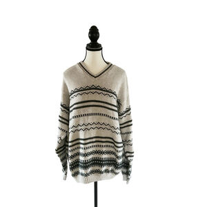Vintage 90’s Lakeland Canada V-Neck Knit Sweater Size L Eclectic Grandpa Winter